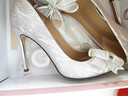 Lily Wei怦然心动法式高跟鞋仙女水晶婚鞋细跟尖头新娘蝴蝶结2025秋冬新品 银色【跟高10厘米】 35 实拍图