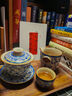 兮元记青花汝窑三才盖碗茶杯单个高档家用国风功夫泡茶碗三件套茶具套装 繁花米黄汝窑纳香盖碗（180ml） 实拍图