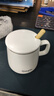 传旗陶瓷马克杯带勺盖咖啡杯牛奶杯早餐杯办公杯男女茶杯描金白400ml 实拍图