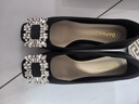 达芙妮单鞋女气质方头粗跟水钻高跟鞋通勤女鞋子4023101037 黑色 35 实拍图