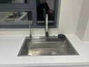 奈田（NTNO）厨房水槽大单槽洗菜盆一体盆304不锈钢加厚5.0压纹耐磨集渣洗碗槽 雅银集渣大单槽+三挡抽拉龙头 68*46cm【台控下水-加厚5.0】 实拍图