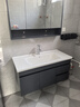 恋派浴室柜 陶瓷一体盆卫生间洗脸盆柜组合悬挂式洗漱台智能洗手盆柜 普通镜柜】珠光灰+陶瓷盆 100cm 实拍图