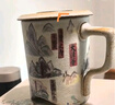 万仟堂茶杯 陶瓷高档个人专用办公室泡茶杯 敦煌茶水分离杯 千山万水 实拍图
