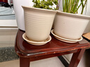 九千谷仿陶瓷树脂花盆高款米色2个装 室内阳台种植花盆口径15cm含托8502 实拍图
