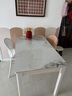 初屋岩板餐桌椅组合 意式轻奢中小户型简约方餐桌吃饭桌子餐厅家具 白色框架 实木椅【亮光香奈色】 1.2m  /1.3m单桌【尺寸备注】 实拍图