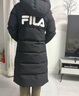 FILA 斐护科技|斐乐女装长款羽绒服冬季休闲简约连帽保暖羽绒外套 正黑色-BK 170/88A/L 实拍图