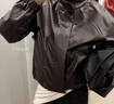 优衣库女装仿皮短茄克/外套休闲时尚翻领夹克480060 38 深褐色 XL /165/92A 实拍图