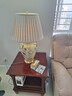 圣玛帝诺 大气复古美式陶瓷台灯欧式客厅卧室现代仿古布艺全铜台灯 花色特大号亚麻折罩（高80宽48） 按钮开关 实拍图