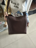 卡里普斯（CALYPSO）礼物水桶包大容量托特单肩包软牛皮女包通勤简约女士真皮斜挎大包 咖啡色 实拍图