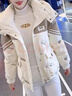 BJORN MOAN刺绣爱心羽绒服2025冬新款连帽小个子大码宽松保暖白鸭绒短外套 米白色 XL (126-140斤) 实拍图