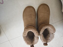 意尔康雪地靴女短筒棉鞋加绒女靴保暖面包鞋 26322W 浅棕色 35  实拍图