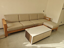 源氏木语全实木沙发新中式小户型橡木沙发现代简约客厅三人位沙发 (原木色)3.2m大四人+脚凳 (布艺三色可选) 组合 实拍图