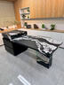 澳润森意式极简奢石岛台餐桌一体可伸缩现代简约家用岩板吧台饭桌椅组合 哑光范思哲黑【公牛插座】+4椅 160cm 伸缩总长195-235 实拍图