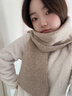 啄木鸟纯色韩版百搭羊毛混纺围巾显白柔软针织保暖情侣围脖新年送礼物 法式小围巾-藕白色 实拍图