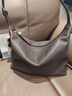 裘真【明星推荐】经典hobo包植鞣牛皮腋下通勤休闲饺子女包 咖啡色-小号 小包/大包 实拍图
