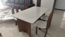 晨巢实木岩板餐桌椅家用小户型饭桌诧寂风长方形西餐桌简约餐厅家具 抗菌亮光雪山白-胡桃色-软包羊角椅 1.6米 一桌四椅【全托底板】 实拍图
