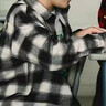 优衣库童装男童女童法兰绒格子衬衫长袖衬衣薄外套上衣新款478132 09 黑色 130 实拍图