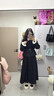 蝶娇诺（DIEJIAONUO）连衣裙女装2025年冬季新款韩系小香风千金感氛围感穿搭女套装复古 黑灰套装+腰带 S 实拍图