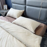 雅鹿A类轻奢水洗棉纯棉床上四件套100全棉60S被套双人简约宿舍床单三4 LY-水洗棉条纹-咖 1.8m 床单款 四件套-被套200x230cm 实拍图