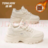 唐狮（TonLion）老爹鞋女鞋秋冬季厚底休闲鞋子女士增高运动小白鞋女 米色加绒 39 实拍图