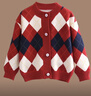 拉夏贝尔女童秋冬开衫毛衣2025新款儿童格纹加绒针织衫上衣男宝宝洋气外套 三色菱 150 建议身高141-150cm 晒单实拍图