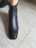 美洋（MEIYANG）瘦瘦靴 暴走靴极简通勤百搭方头粗跟切尔西短靴新款时尚休闲女靴 黑色 36 实拍图