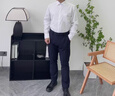 罗蒙长袖衬衫男士纯色商务休闲职业正装工装外套白衬衣男装 白色 44  实拍图