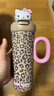 野兽派家居（tbh）“Sun Kissed”三丽鸥Hello Kitty变色保温杯便携吸管杯送人礼物 黑皮变色保温杯  经典豹纹（含mini收纳包挂件) 700ml 实拍图