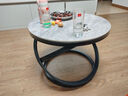 睢尚美（SUISHANGMEI）意式极简岩板茶几简约现代客厅圆形小茶几家用小户型创意茶桌角几 A款岩板圆60卡莱特灰+黑架 实拍图