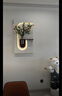 玄关挂画正对入户门装饰画绿植水培立体砂岩壁画LED灯光餐厅挂画A 奶白咖啡色 底板尺寸70-120 手工砂岩+水培玻璃瓶+仿真绿植 不加灯款 实拍图