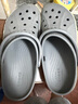 卡骆驰（CROCS）洞洞鞋贝雅卡骆班轻便耐磨一脚蹬休闲鞋|205089 石板灰/青柠绿-0GX 43 (270mm) 实拍图