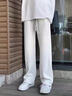 尤芮轲胖子大码240斤垂感直筒裤子男秋冬季长裤百搭大码宽松阔腿休闲裤 K1346白色升级款 3XL 170斤至190斤可穿 实拍图