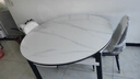 奥利克丝 亮光岩板餐桌椅组合 现代简约实木餐桌可伸缩折叠圆桌吃饭桌子 亮光雪山白-黑白框架轻奢皮椅款 1.35米 一桌六椅【12MM加厚岩板】 实拍图