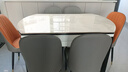 奥利克丝 亮光岩板餐桌椅组合 现代简约实木餐桌可伸缩折叠圆桌吃饭桌子 亮光雪山白-黑白框架轻奢皮椅款 1.35米 一桌六椅【12MM加厚岩板】 实拍图