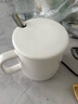 传旗陶瓷马克杯带勺盖咖啡杯牛奶杯早餐杯办公杯男女茶杯描金白400ml 实拍图