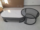 森生林岩板茶几客厅小户型简约轻奢椭圆形可伸缩茶桌 C14-1黑架灰箱 雪山白+黑玻 120cm椭圆茶几+80cm小圆边几 实拍图