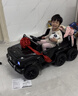 小果冻儿童电动车男女孩六轮仿奔驰大G四轮汽车可坐大人带宝宝六驱童车 黑色+六驱+皮座+软轮+12V10A电瓶+大礼包 实拍图