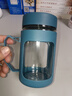新款玻璃杯商务防爆绿茶杯把手大容量手柄办公室泡茶水杯防摔杯子 商务把手杯蓝色  500ml    1只 实拍图