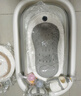 iuu婴儿洗澡盆 可折叠宝宝浴盆大号 洗澡神器躺托浴架新生儿童用品 【北欧灰】+浴架+浴网+脸盆*3 材质：FAD食品级材质检测认证 实拍图