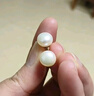 周六福S925银珍珠耳钉耳饰生日礼物女馒头珠 8.5-9.5mm  实拍图