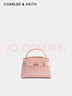 CHARLES&KEITH鳄鱼纹凯莉包手提斜挎婚包包女包生日礼物CK2-50270880-1 Light Pink浅粉色（新色） S 实拍图