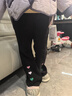 ASK JUNIOR女童裤子2025秋冬加厚保暖儿童裤脚趣味爱心奥利绒面喇叭裤 黑色 实拍图