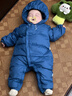 英氏（YEEHOO）新生婴儿外出服保暖连帽哈衣冬季男女宝宝羽绒长袖连体衣超韧绒 蓝色 73 cm （建议6-9个月） 实拍图
