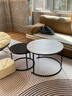 顺冠茶几客厅茶台仿岩板创意北欧茶桌现代小户型简约圆形小桌子极简型 【送货上门】黑架-70白纹+50黑纹 实拍图