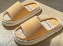 果洛菲（GUOLUOFEI）亚麻拖鞋男女款四季情侣室内防滑棉麻布地板凉拖  黄色 38-39 实拍图