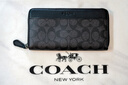 蔻驰（COACH）奥莱男包经典标志风琴褶钱包通勤商务老花 QB/炭黑色/黑色 实拍图
