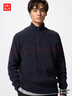 优衣库男女装souffle yarn舒芙蕾半拉链针织衫毛衣毛衫新款478546 69 藏青色 L /175/100A 实拍图