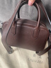 裘真【明星推荐】宽宽包植鞣牛皮休闲斜挎包手提保龄球包女 咖啡色 实拍图