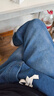 顶峰保罗（Dingfengbaoluo）牛仔裤男冬季美式宽松直筒加绒加厚男士休闲长裤子F889JR深蓝XL 实拍图