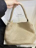 ECODAY编织托特包通勤包包女包大容量单肩手提包情人节生日礼物送女朋友 香槟色(大号) 实拍图